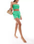 ASOS DESIGN Kaye cotton shirred bandeau beach top in bright green