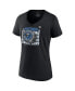 Women's Black Kansas Jayhawks 2022 NCAA Men's Basketball National Champions Half-Court Ring V-Neck T-shirt
