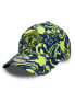 Фото #1 товара Men's Navy, Yellow Manchester United Allover Print 9FORTY Adjustable Hat