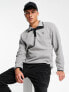 Фото #1 товара Polo Ralph Lauren icon logo contrast placket half popper sweatshirt in grey marl