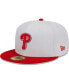 Фото #1 товара Men's White, Red Philadelphia Phillies Optic 59FIFTY Fitted Hat