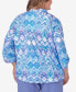 ფოტო #2 პროდუქტის Plus Size Summer Breeze Zig Zag Button Down Blouse