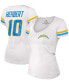 ფოტო #1 პროდუქტის Women's Justin Herbert White Los Angeles Chargers Name Number V-Neck T-shirt