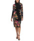 Women's Mock-Turtleneck Floral Sheath Dress