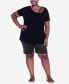 Фото #6 товара Plus Size V Cut Out Short Sleeve Top