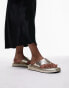 Topshop Jonah toe post footbed sandal in gold Goldfarbenes Krokodesign, 40 - фото #1