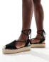 Glamorous Wide Fit crotchet flat espadrilles in black