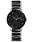 ფოტო #1 პროდუქტის Women's Swiss Automatic Centrix Diamond-Accent Black Ceramic & Stainless Steel Bracelet Watch 38mm