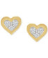 ფოტო #2 პროდუქტის Children's Diamond Accent Heart Stud Earrings in 14k Gold