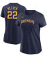 ფოტო #1 პროდუქტის Women's Christian Yelich Navy Milwaukee Brewers Name Number T-shirt