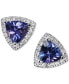 ფოტო #3 პროდუქტის Tanzanite (3/4 ct. t.w.) & Diamond (1/8 ct. t.w.) Triangle Halo Stud Earrings in 14k White Gold