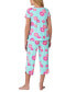ფოტო #4 პროდუქტის Women's 2-Pc. Printed Cropped Pajamas Set