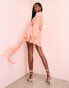 Фото #3 товара ASOS LUXE chiffon wrap mini dress with ruffle detail in apricot