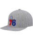 Фото #2 товара Men's Heathered Gray Philadelphia 76Ers 2.0 Snapback Hat