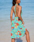 Women's Tropical Floral Plunging Halterneck Midi Beach Dress