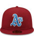 Фото #4 товара Men's Cardinal Oakland Athletics 40th Anniversary Air Force Blue Undervisor 59FIFTY Fitted Hat