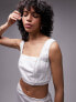 Фото #1 товара Topshop co-ord linen square neck bralet in ivory