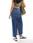 AllSaints Cyra double split denim maxi skirt in mid wash blue Mittlere Indigowaschung, 38 - фото #3