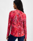 Фото #2 товара Petite Printed Long-Sleeve Top, Created for Macy's