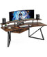 Computer Desk, 70.9" Large Home Office Desk with Monitor Stand, Modern Wing-Shaped Gaming Studio Desk Study Table Workstation for Live, Streamer,Rustic Brown