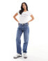 Фото #10 товара ONLY Petite Jaci mid rise straight jeans in mid blue wash