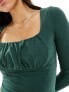 Фото #8 товара ASOS DESIGN gathered bust detail long sleeve top in forest green