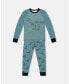 ფოტო #1 პროდუქტის Boy Organic Cotton Long Sleeve Two Piece Pajama Set Teal With Mechanical Dinosaurs Print - Toddler Child