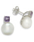 ფოტო #1 პროდუქტის Cultured Freshwater Pearl (11mm) & Amethyst (1-1/4 ct. t.w.) Stud Earrings in Sterling Silver