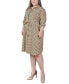 ფოტო #3 პროდუქტის Plus Size 3/4 Roll Tab Sleeve Zippered Shirt Dress