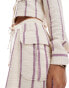 ASOS DESIGN linen look utility short co-ord in purple stripe