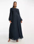 Фото #2 товара ASOS DESIGN cutout embroidery pleated maxi dress in slate blue