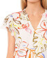 Women's Flutter Sleeve V-Neck Printed Blouse