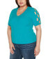 ფოტო #3 პროდუქტის Black Label Plus Size Embellished Criss Cross Sleeve Sweater