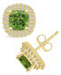 ფოტო #1 პროდუქტის Peridot (2-1/5 ct. t.w.) and Diamond (3/8 ct. t.w.) Halo Stud Earrings in 14K Yellow Gold