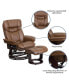 Multi-Position Recliner Chair & Curved Ottoman With Swivel Wood Base