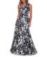 Metallic-Floral One-Shoulder Gown