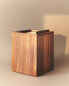 Square wooden bathroom wastepaper bin