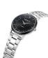 ფოტო #2 პროდუქტის Men's Quartz Genuine Diamond Accents Silver-Tone Stainless Steel Watch 42mm