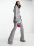 Фото #1 товара ASOS DESIGN jersey sequin flare suit trouser in gunmetal