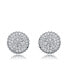 White Gold Plated with Cubic Zirconia Concentric Cluster Round Stud Earrings