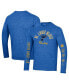 ფოტო #1 პროდუქტის Men's Heather Blue Distressed St. Louis Blues Multi-Logo Tri-Blend Long Sleeve T-shirt