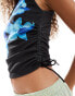 Фото #3 товара COLLUSION ruched side vest top with blue floral graphic