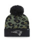 ფოტო #1 პროდუქტის Women's Green, Black New England Patriots Bagheera Cuffed Knit Hat With Pom