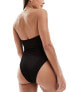 Фото #5 товара 4th & Reckless sofia ruched front crinkle bandeau swimsuit in black