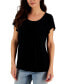 Petite Pleated Scoop-Neck Short-Sleeve Top, Created for Macy's