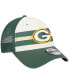 Men's Cream, Green Green Bay Packers Team Stripe Trucker 9FORTY Snapback Hat