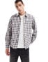 Pull&Bear washed checked shirt in grey