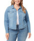 ფოტო #1 პროდუქტის Trendy Plus Size Pixie Long Sleeve Denim Jacket