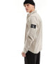 Фото #7 товара Calvin Klein Jeans monogram logo badge relaxed shirt in taupe