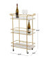 27" x 13" x 33" Marble Rolling 1 Glass and 2 Marble Shelves with Handles Bar Cart